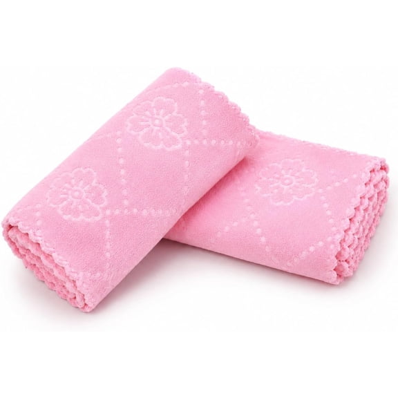 Soft Cotton Hand Towels Pack of 2 – Absorbent Reusable Washcloths for Bathroom, Kitchen & Face, Quick Dry, Machine Washable, 10 x 10 Inch (Pink)