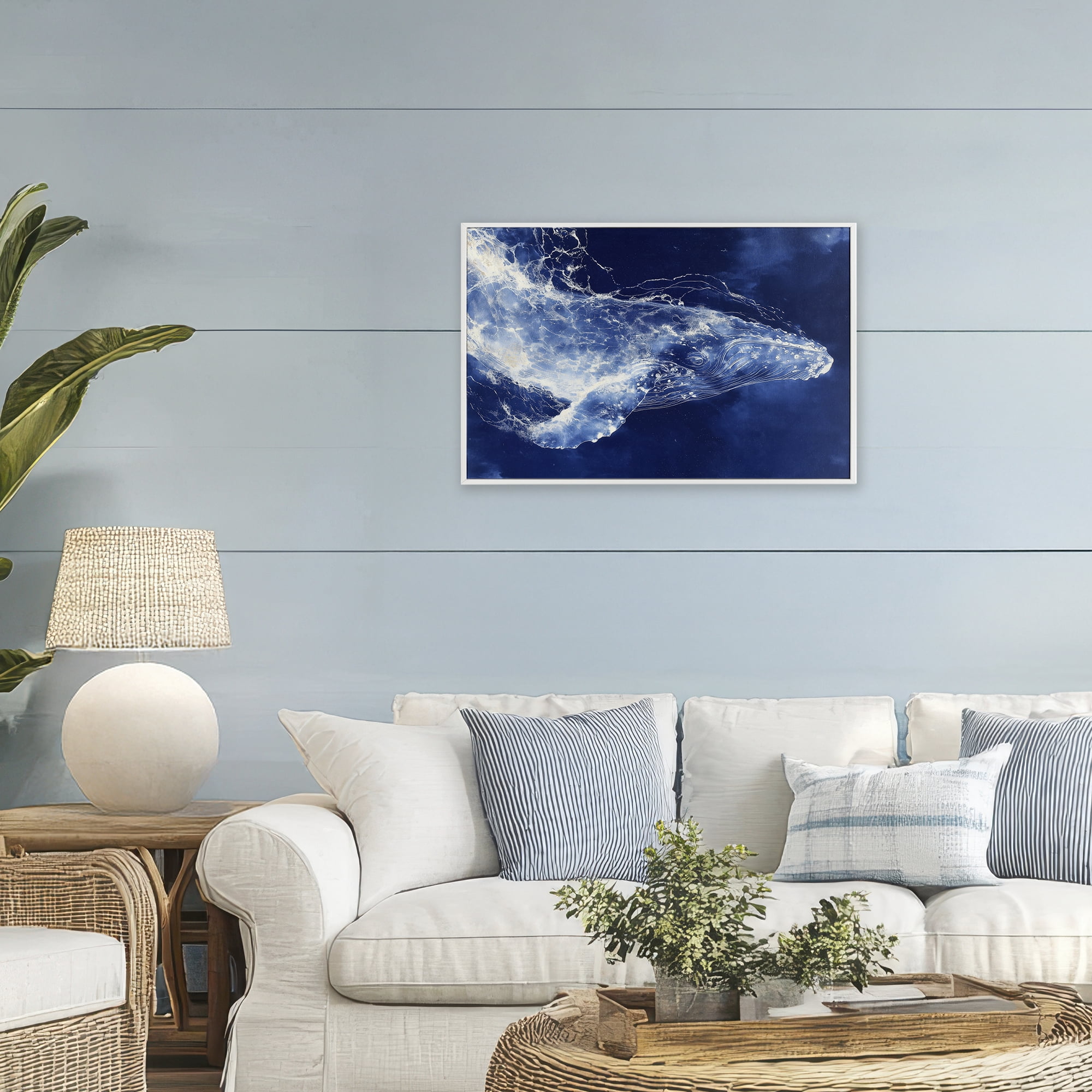 Stupell Industries Whale in Motion White Framed Giclee Art, design by Chromatic Storm Studio
