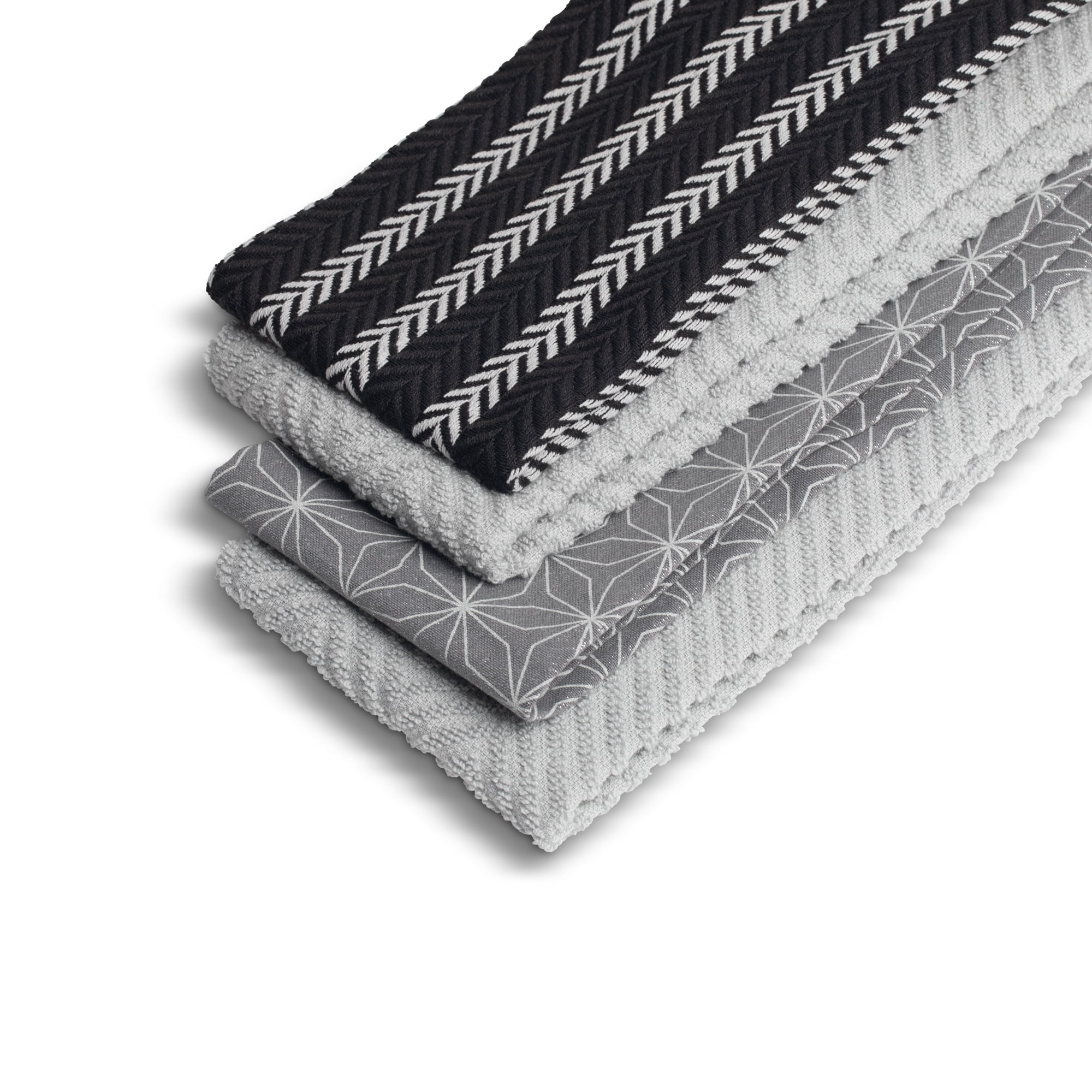 Thyme & Table Kitchen Towels, Gray Star, 4 Pack Set