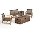 thumbnail image 2 of Noble House Azalea Outdoor 3 Pc  Chat Set w/ Fire Pit Natural Mocha, 2 of 13