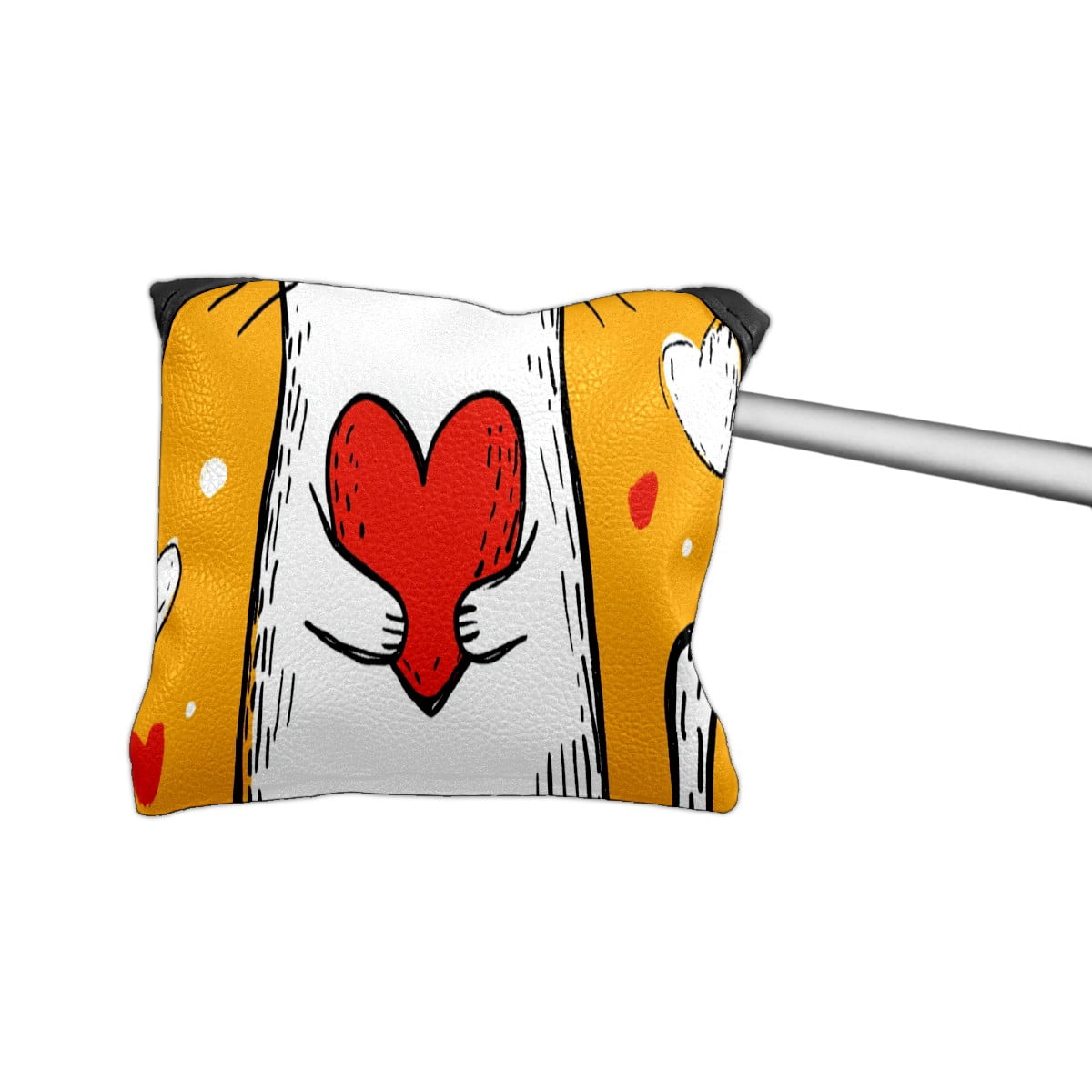 Golf Mallet Putter Cover Premium Leather Waterproof Golf Putter Head Cover with Magnetic Closure Hand Drawn Cat Heart