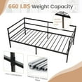 thumbnail image 4 of 2-in-1 Metal Twin Daybed Frame with Metal Slat Support 3-Sided Guardrails Black Space-Saving Sofa Bed No Box Spring Needed for Living Room Guest Room, 4 of 8