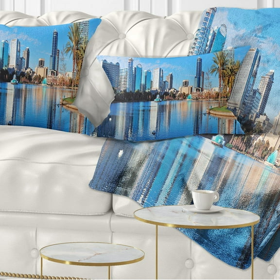 Designart Orlando Morning - Cityscape Photo Throw Pillow - 12x20