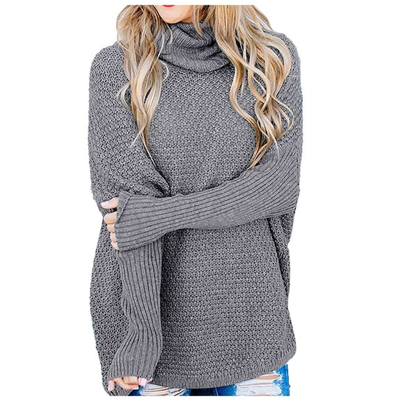 EDFBUYKRS Female Sweaters Women's Winter Long-Sleeve Sweater, Soft Funnel Neck Knit Fall Sweater M