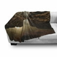 thumbnail image 3 of Nature Soft Flannel Fleece Blanket, Sunrise over Secluded Rocks in Calm Lake Beaming Sun Reflections on Water Cloudy Sky, Cozy Plush for Indoor and Outdoor Use, 70" x 90", Multicolor, by Ambesonne, 3 of 6