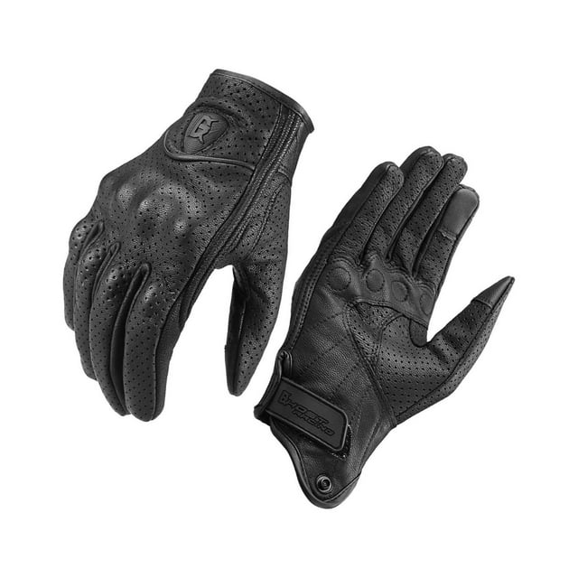 Baohd Gants de Moto en Cuir Été Doigts Complets Écran Tactile pour Hommes Femmes G