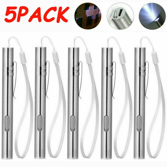5Pack Penlight Rechargeable Flashlights USB Pen Light Moon Light LED Pocket Light for Camping Outdoor Emergency Inspection