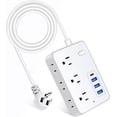 thumbnail image 4 of 20 FT Extension Cord with Multiple Outlets,  20 ft Surge Protector Power Strip with 6 Outlets with 4  Ports(1  C),Flat Plug with Long Cord 1700 Joules Protection for  Office White, 4 of 7