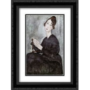 Portrait of Madame Mayden 2x Matted 18x24 Black Ornate Framed Art Print by Modigliani, Amedeo