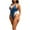 Dark Blue, variant on One Piece Thong Swimsuit for Women Padded Cheeky Plunging Monokini Swimwear Sets High Cut Deep V Neck Slimming Bathing Suit Multicolor S