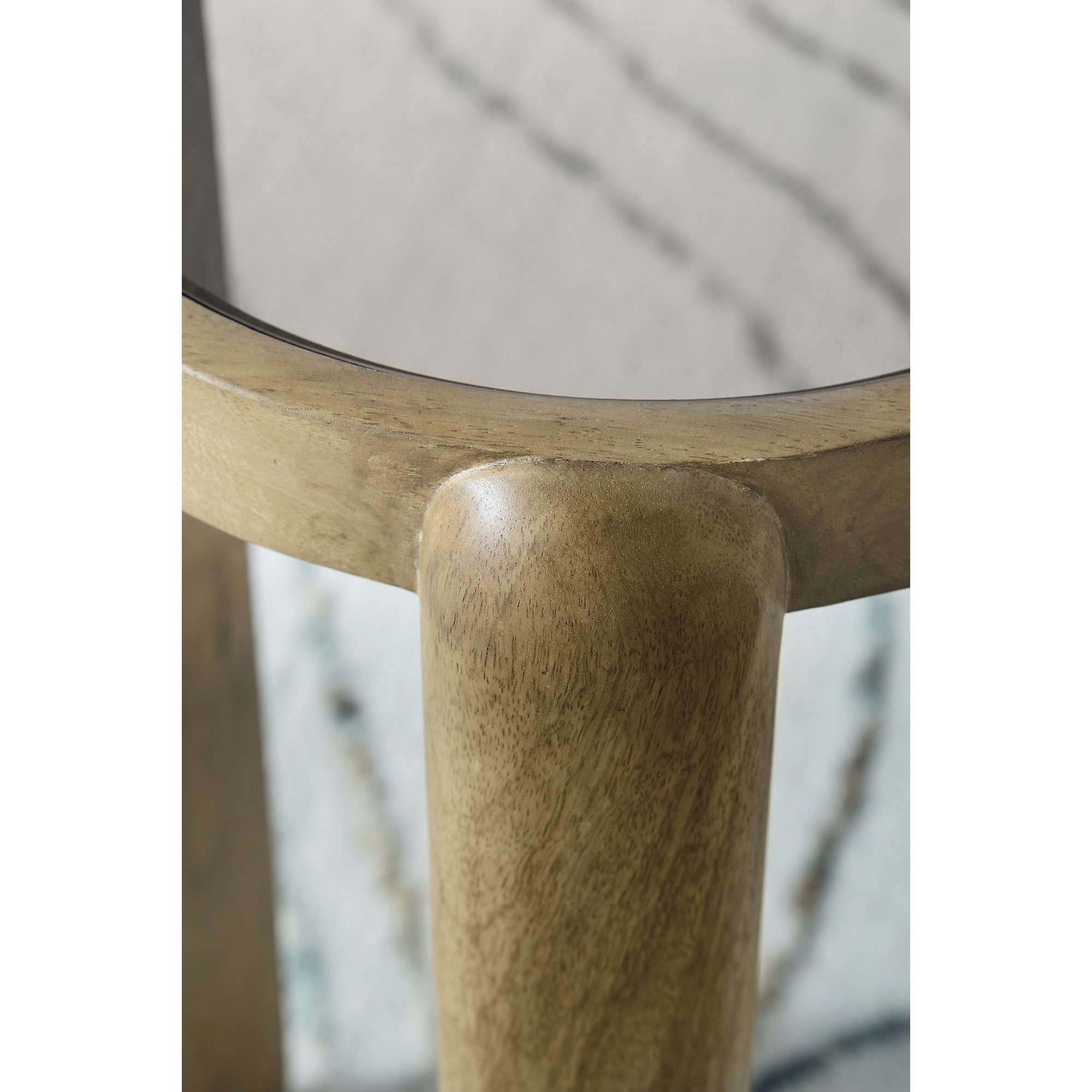 Signature Design by Ashley Jossor Accent Table Set, Mango Wood with Glass Tops, Light Brown