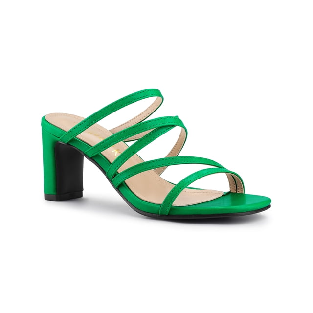 BLISSFUL STEP Sandales à Talon Bloc à Brides Croisées pour Femmes