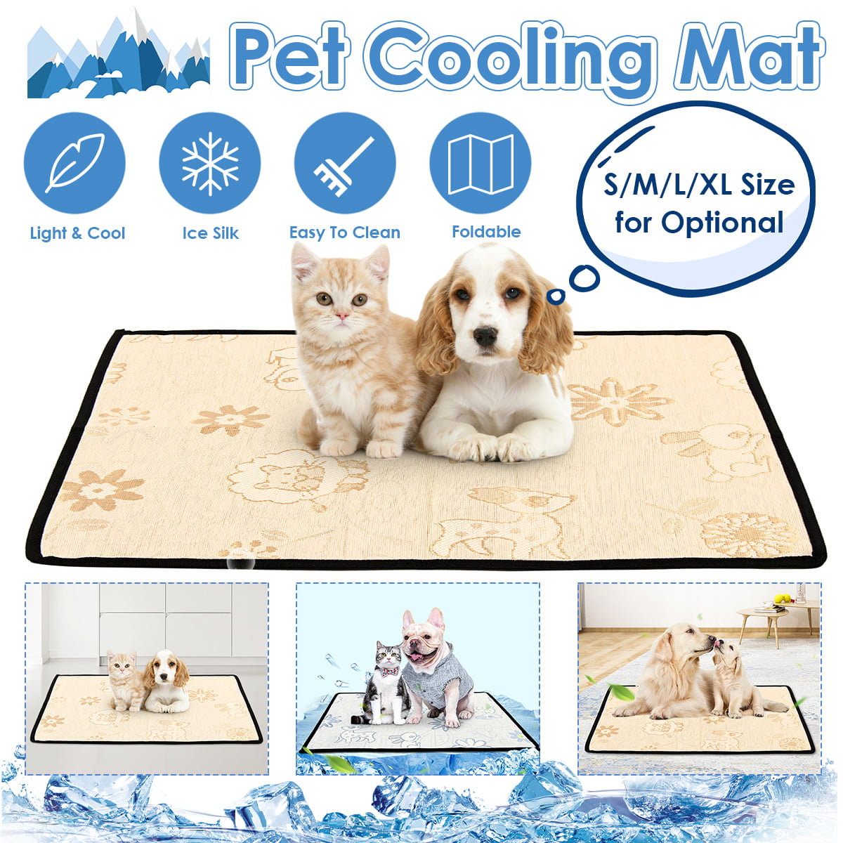 Lightweight Pet Cooling Mat Cat Dog Cushion Pad, Summer Cool Down  Comfortable Soft Ice Silk Sleep Mat for Large Dogs Cats Animal - Walmart.com