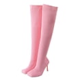 thumbnail image 4 of B91xZ Heel Boots Womens Zipper Round Toe Block Heel Lace-Up Heeled Boots,Pink 8, 4 of 5
