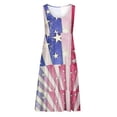 thumbnail image 4 of ibuvkizy Sundresses for Women 2025,4th of July Dress Women Casual Patriotic Midi Dress Red White and Blue Pattern Crewneck Dresses Sleeveless Breathable Tunic Dress Red XL, 4 of 5