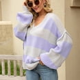 thumbnail image 7 of Womens Fall Fashion 2022! QLEICOM Sweaters for Women, Women Fashion Autumn And Winter Knit Stripe Print Crewneck Pullover Sweater On Clearance, 7 of 7