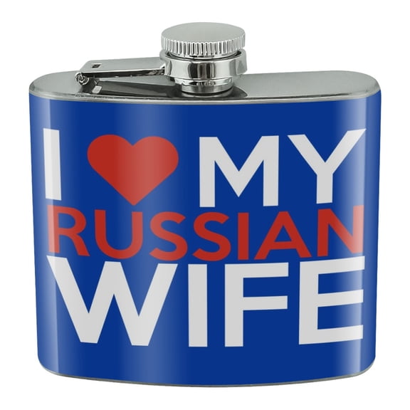 I Love My Russian Wife Stainless Steel 5oz Hip Drink Kidney Flask