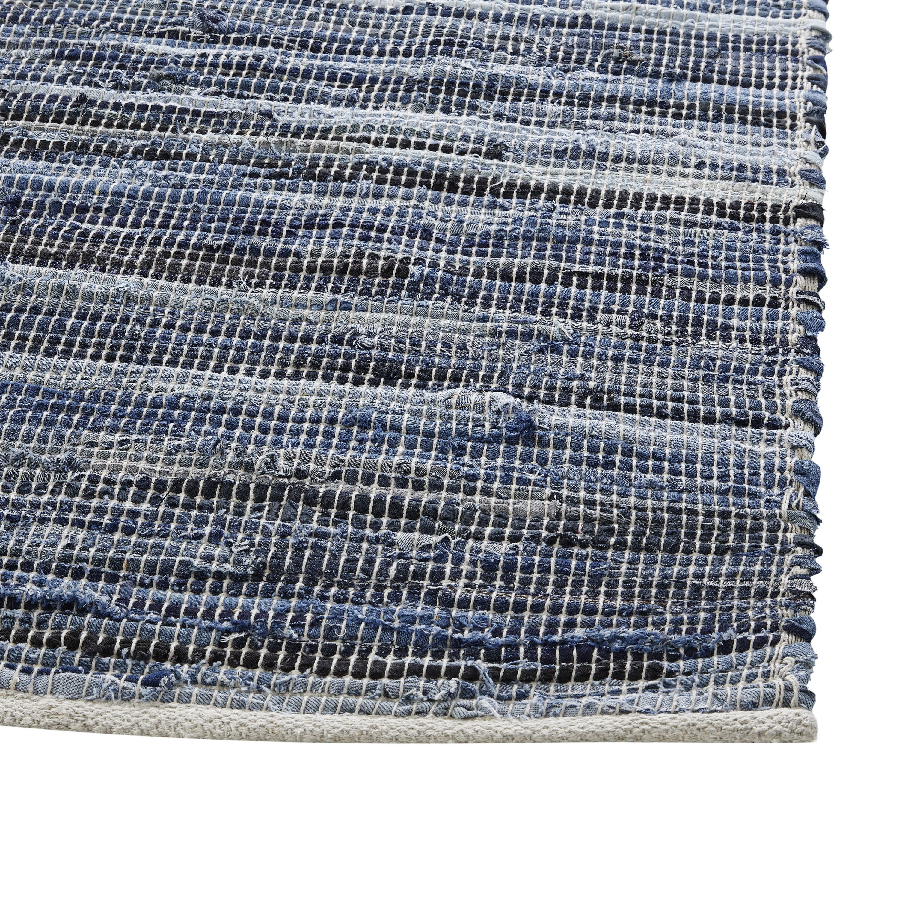 Blue Multi Abstract Denim Accent Rug, 2' x 3'