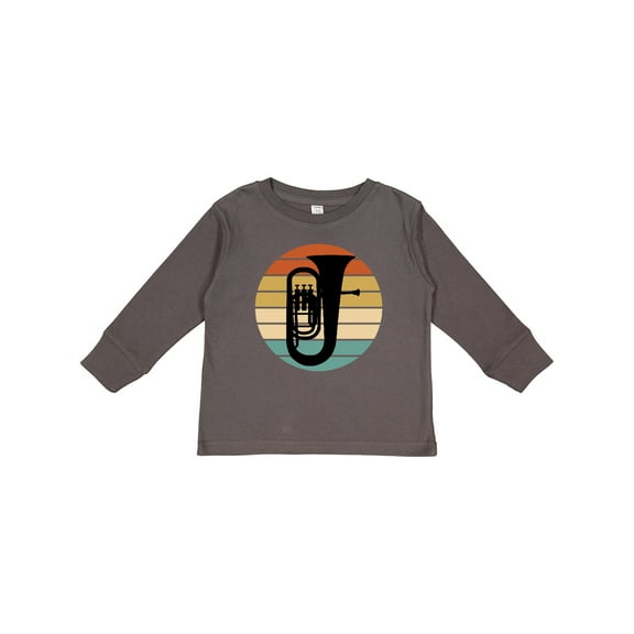 Inktastic Tuba Music Retro Sunset Silhouette Boys or Girls Long Sleeve Toddler T-Shirt