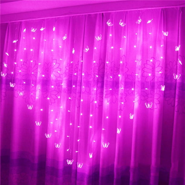 Love Heart / Butterfly Shape Hanging LED Window Cortina Cadena de luz Impermeable Serie de lámparas para el hogar kenally JR0688-05
