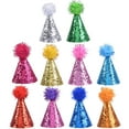thumbnail image 6 of Pack of 10 Colorful Cats and Dog Birthday Party Hat Featurings Glitters Decorations Birthday Hat for Fun Gatherings, 6 of 8
