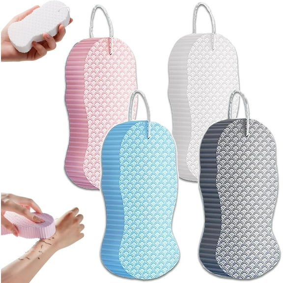 Toolye Body Scrubber, 2026 Toolye Magic Exfoliating Bath Sponge 3D, Super Soft and Skin-Friendly, Reusable Exfoliating Bath Sponge for Women and Men (4pcs-Mix)