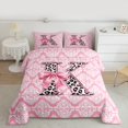 thumbnail image 2 of Homewish Leopard Print Letter Bedding Comforter Set, Ribbon Monogrammed K Twin Comforter Sets, Hippie Mandala Damask Reversible Bedding Set, Ultra Soft Bedroom Decor, 2-Piece, 2 of 8