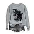 thumbnail image 4 of BRGZLK Halloween Witch Sweatshirts Women 2026 Fall Novelty Crew Neck Horror Season Long Sleeve Lightweight Warm Comfort Soft Pullover Tshirt for Party Gray S, 4 of 6