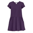 thumbnail image 6 of Made in USA Girls Soft Cotton Jersey Short Sleeve Drop Waist Pocket Dress, 6 of 10