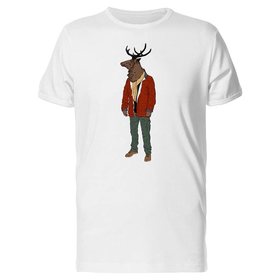 Hipster Deer In Winter Clothes Tee Men's -Image by Shutterstock