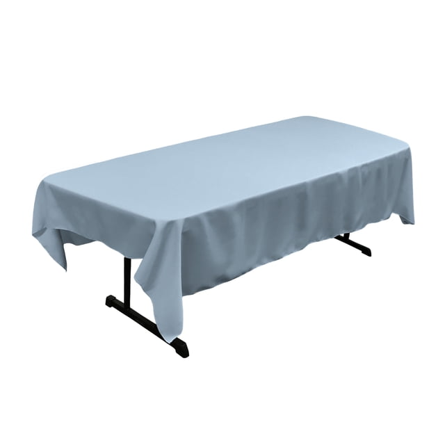 LA Linen Polyester Poplin 60 by 84-Inch Rectangular Tablecloth, Blue light