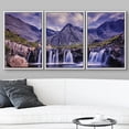 thumbnail image 3 of wall26 3 Panel Framed Canvass Wall Art - Landscape Waterfall in The Rocky Mountain - Giclee Print Gallery Wrap Modern Home Art Ready to Hang - 16"x24"x3 White, 3 of 5