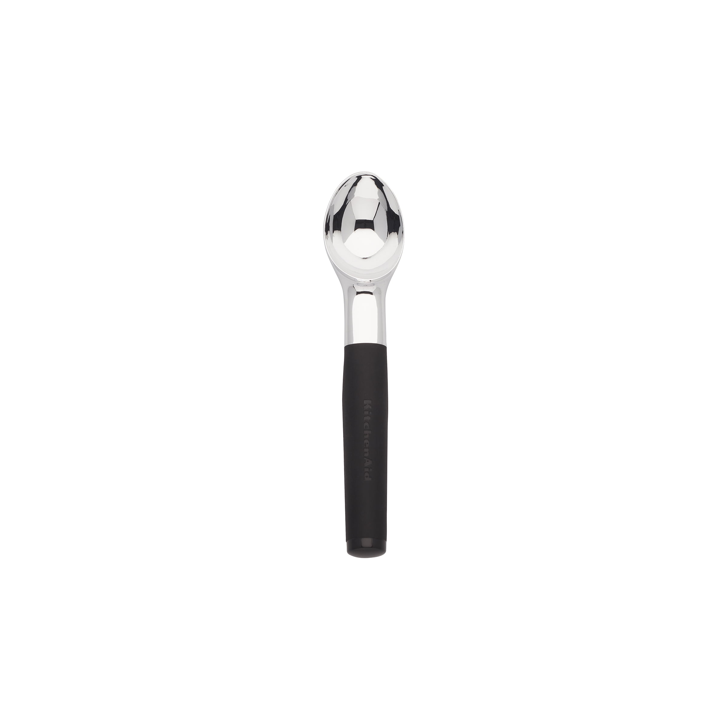 KitchenAid Chrome Ice Cream Scoop, Black Silicone Handle, Dishwasher