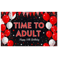 thumbnail image 3 of Red White Balloon Star Themed Happy 18th Birthday Banner, Time to Adult Backdrop Party Decorations Photography Props Decor Background for Birthday Party Celebration Event Photo Booth, 3 of 4