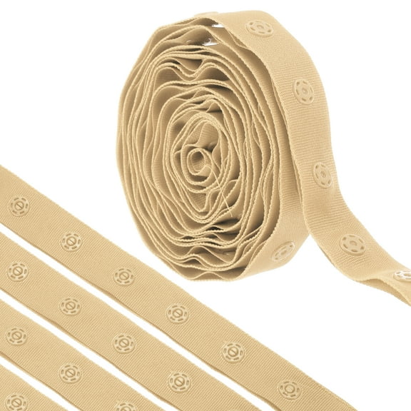 2 Yard Snap Button Tape for Sewing Cotton Snap Button Trim Fastener Buckles Tape for Clothes Fabric DIY, Cream White