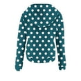 thumbnail image 4 of Brondbend Hoodies Women Pullover for Women Long Sleeved Drawstring Pocket Button Pullover Polka Dot Print Comfortable Oversized Tops Lady Mountaineering Fall Winter Wear Green, 4 of 5