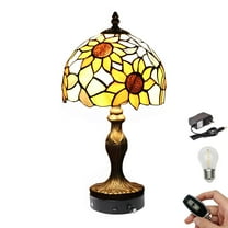 Kiven Cordless Table Lamp,1-Light Dimmable Bedside Lamps for Nightstand with Glass Lampshade, Cordless Tiffany Lamp for Reading Home Decor Bedside TD0867