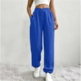 thumbnail image 5 of Inleife Women's Fashion Solid Color Bundling Of Feet Trousers Drawstring Full Length Cuffed Pants with Pocket, 5 of 6