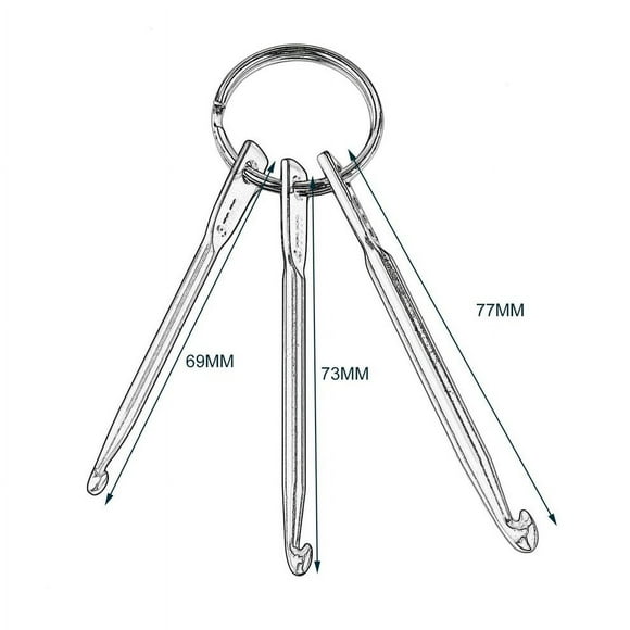 2 PACKS 3.0/4.0/5.0MM Key chain with Crochet Hooks Aluminum Key chain Crafts Knitting
