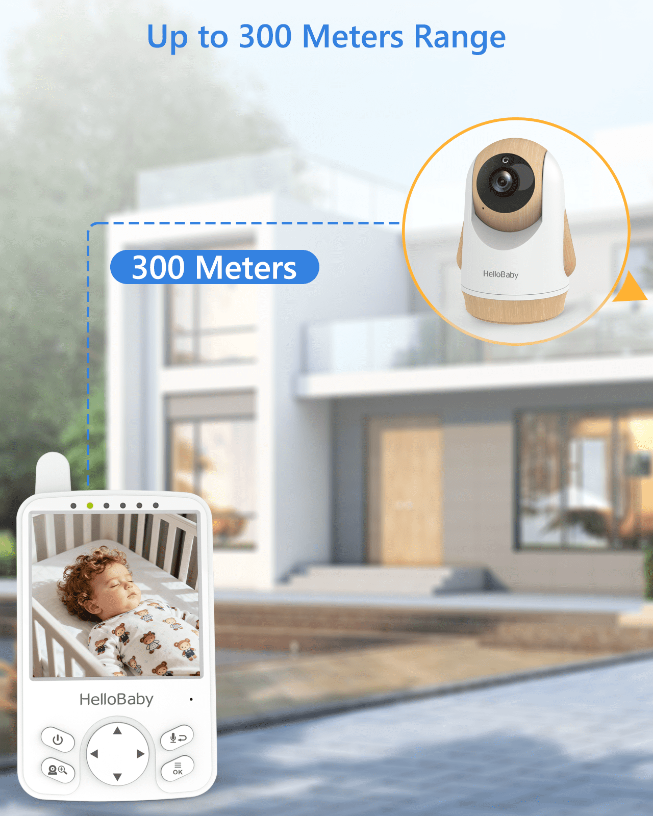 HelloBaby Video Baby Monitor with Remote Pan-Tilt and 4" LCD Screen, HB6341