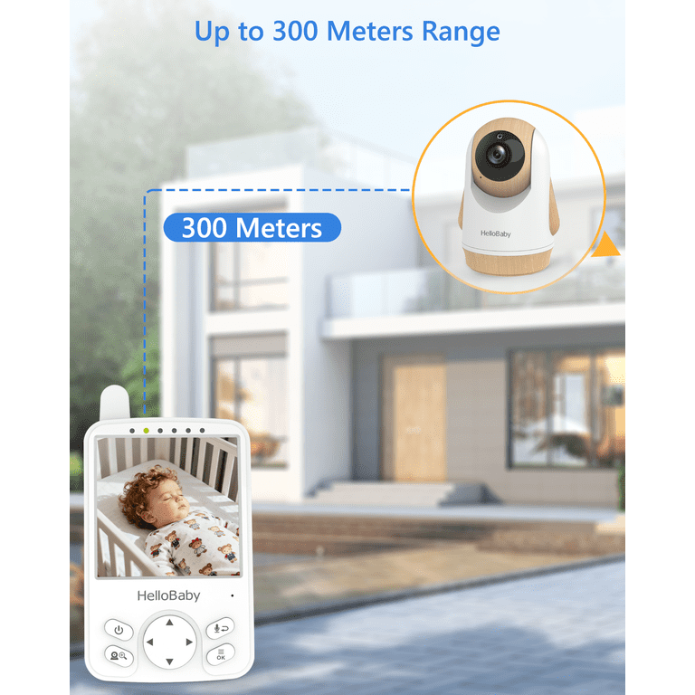 HelloBaby Video Baby Monitor with Remote Pan-Tilt and 4