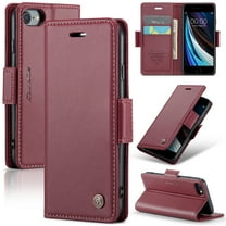 Nalacover Wallet Case for iPhone 7 / iPhone 8 / iPhone SE 2020, Premium PU Leather RFID Blocking Magnetic Clasp Cover with Card Slots Holder Kickstand TPU Shockproof Case,Wine