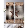 thumbnail image 3 of Texas Star Plaid Semi Sheer Window Curtains 108 Inches Long, Farmhouse Black Brown Texas Vintage Rod Pocket Voile Silky Chiffon Curtain Light Filtering Drapes for Living Room, 52"x108", 2 Panels, 3 of 9