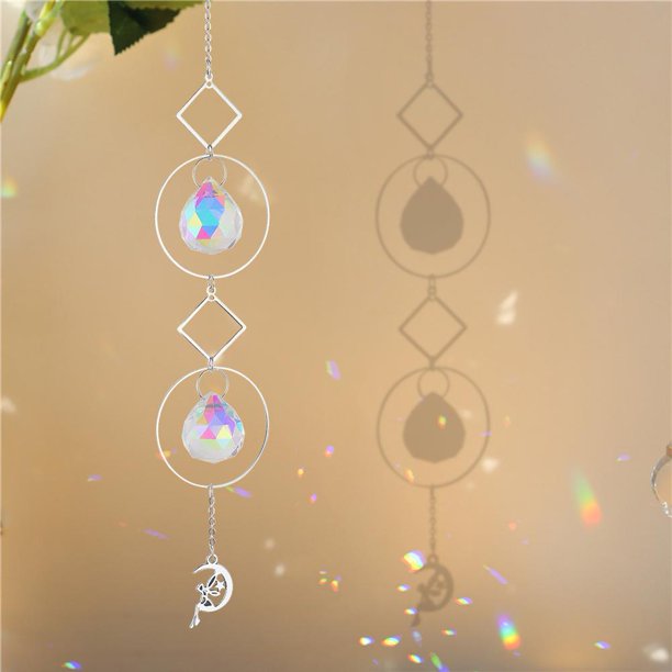 Wind Chime Crystal Light Catcher Ball Ornaments Colgante de marco redondo (5)