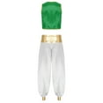 thumbnail image 4 of iiniim Men's Adult Arabian Prince Outfits Street Rat Costume Halloween Party Costume Stage Green&White 3XL, 4 of 7