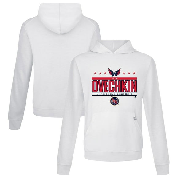 Men's Levelwear Alexander Ovechkin White Washington Capitals NHL All-Time Leading Goal Scorer Milestone Stars Name &