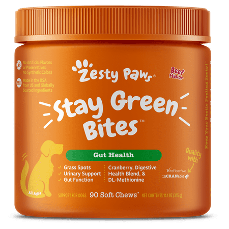 Zesty Paws Stay Green Bites for Dogs, Urinary & Digestive Support, Beef 90ct