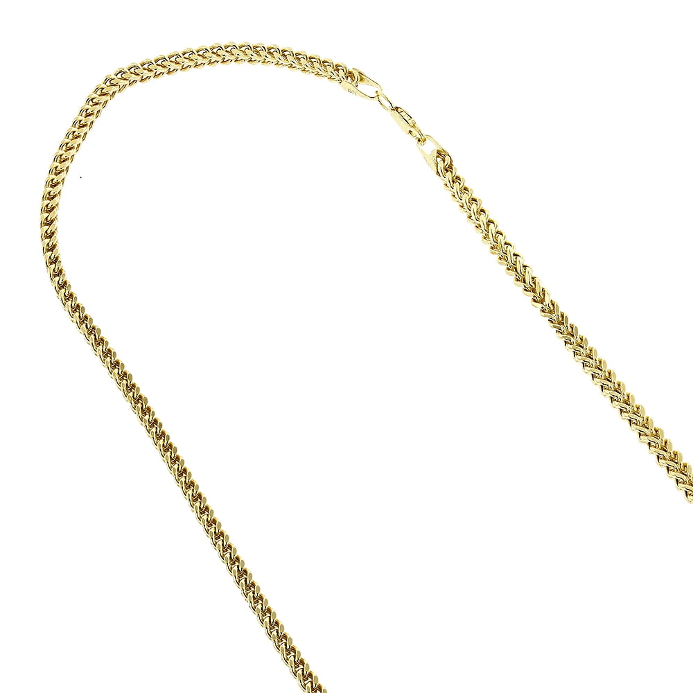 14K Yellow Gold Square Franco Chain 3mm Wide Necklace with Lobster