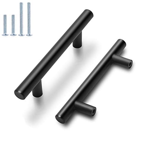 Probrico 12 Pack 3 Inch Hole To Black Kitchen Cabinet Pulls Modern Bedroom Drawer Pull T Bar Handle Dresser 5 Total Length Com Bar Handle Dresser Pulls, Matte Black Cabinet Pulls 12 Inch
