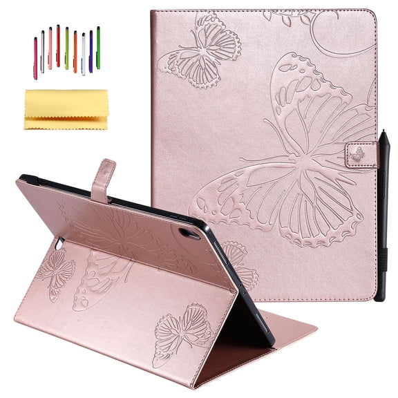 iPad Pro 12.9-inch 2018 Release Case, Allytech Embossed with Butterfly Folio Stand Wallet Case with Cards/Cash Holder [Apple Pencil Charging not Supported] for Apple Pad Pro 12.9" (2018), Rosegold